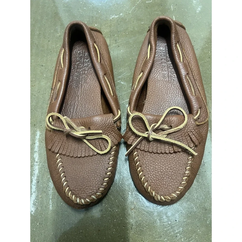 Minnetonka Moccasin Size 8 Mens Brown Pebbled Leather Driving Shoes